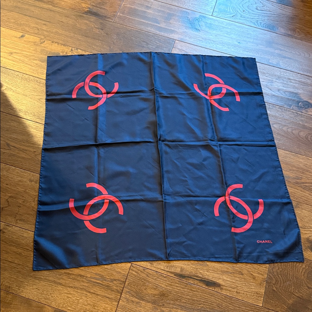 Chanel Large Cc Scarf 100% Silk